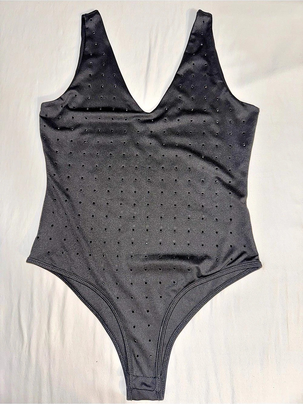 Riley James Black Perforated One-Piece
